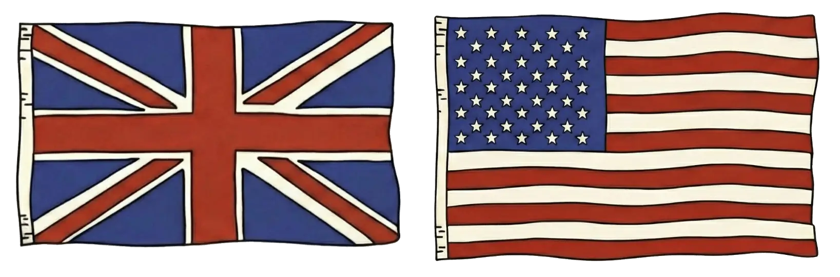 Drapeaux Royaume-Uni et Etats-Unis